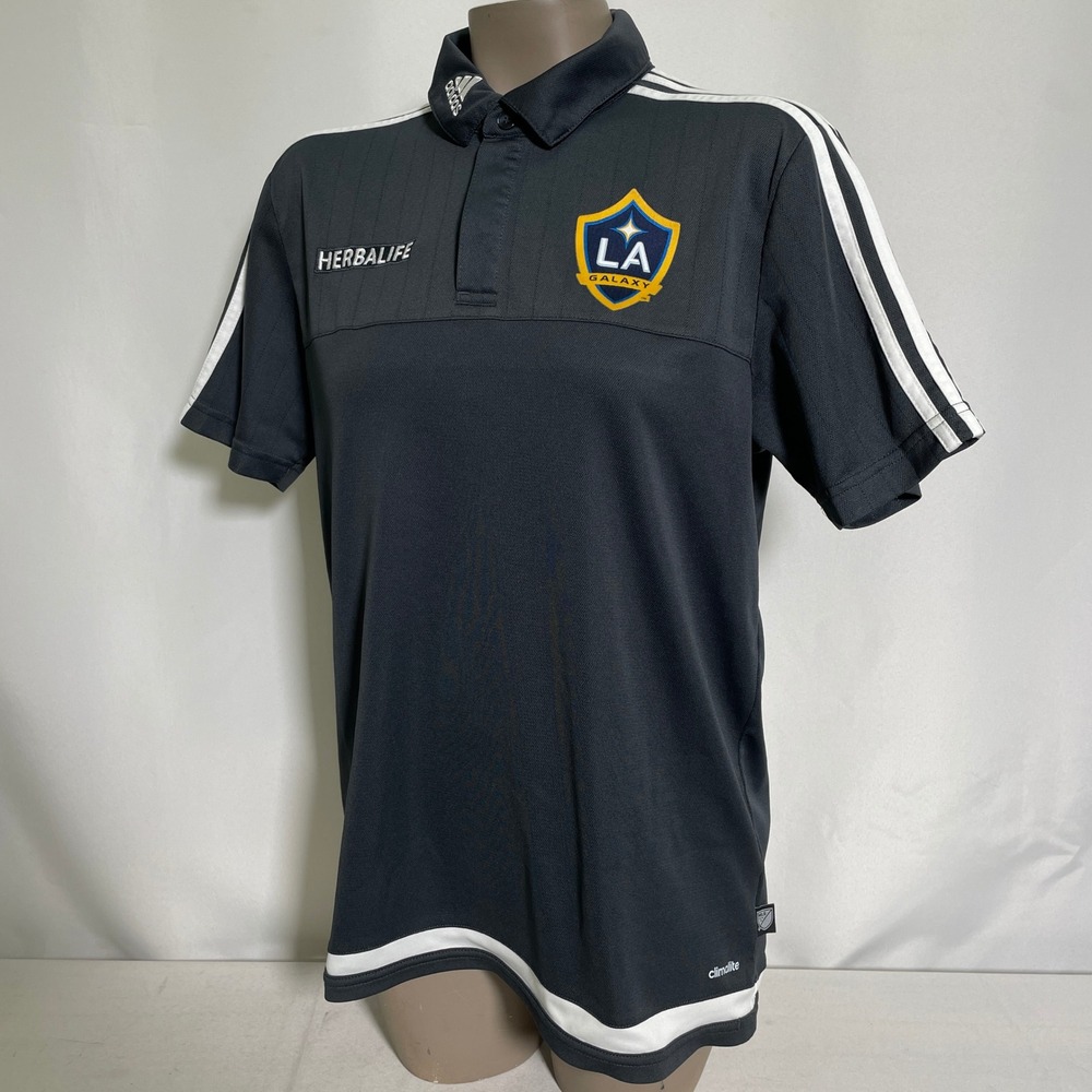 Los Angeles Galaxy MLS Adidas Climalite Black Sideline Polo Shirt Women's MEDIUM